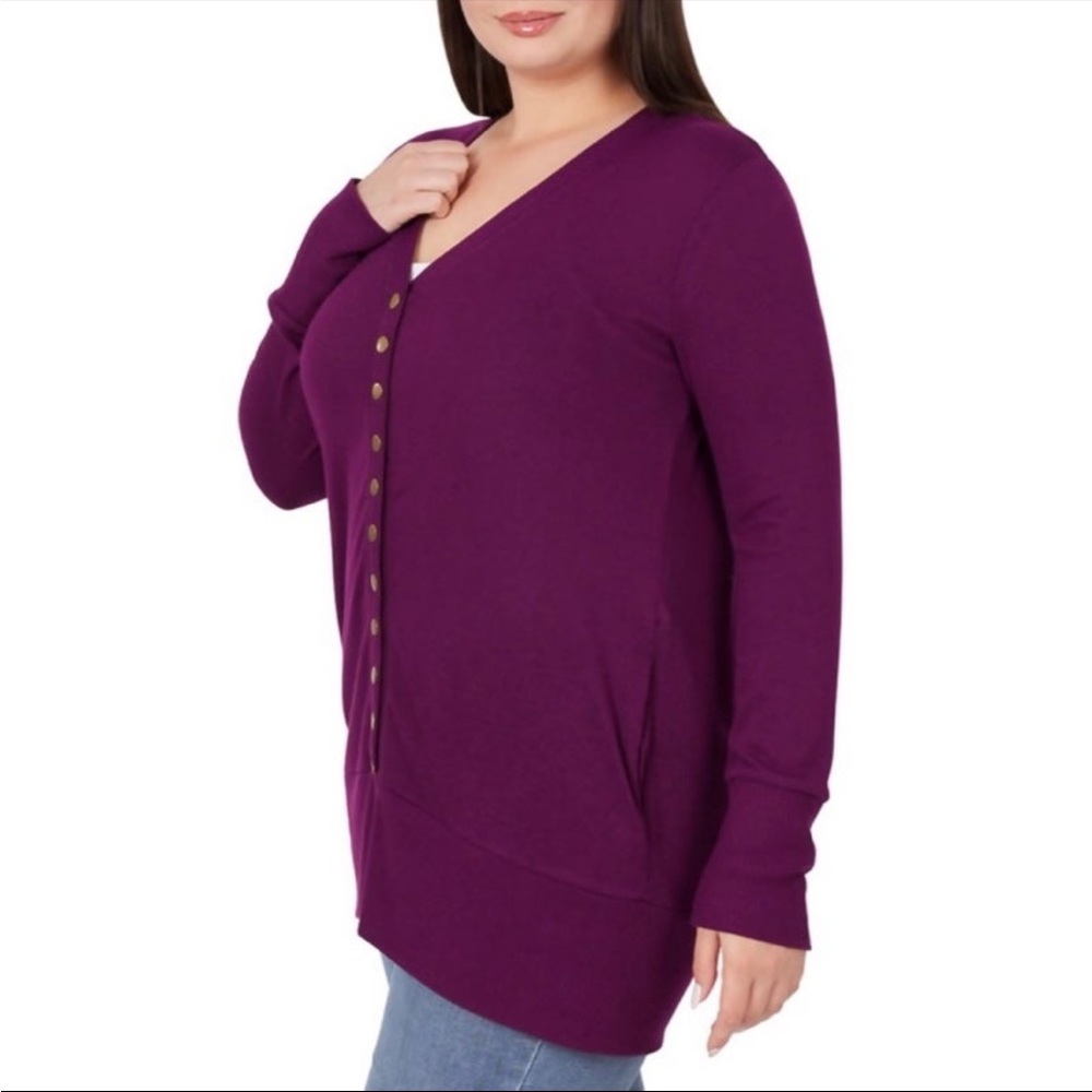ZENANA
Long Sleeve Snap Button V-neck Sweater Cardigan - Picture 8 of 12